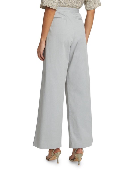 Cotton Gabardine Wide-Leg Trousers