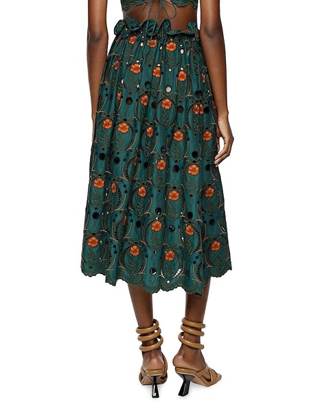 Regina Eyelet-Embroidered Midi-Skirt