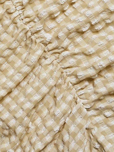 Stretch Seersucker Puff Sleeve Top