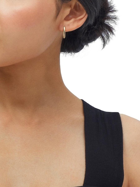 14K Yellow Gold Oval Hoop Earrings
