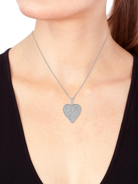 14K White Gold & 1.17 TCW Diamond Heart Pendant Necklace