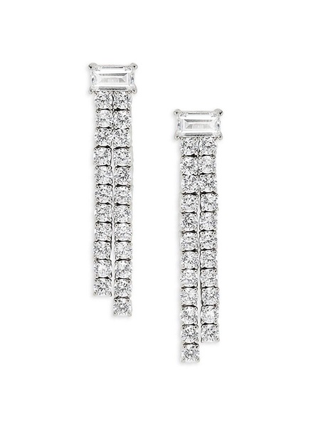 Chateau Rhodium Plated & Cubic Zirconia Fringe Linear Earrings