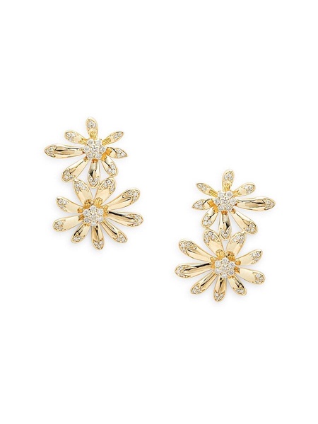 14K Yellow Gold & 0.68 TCW Diamond Flower Stud Earrings