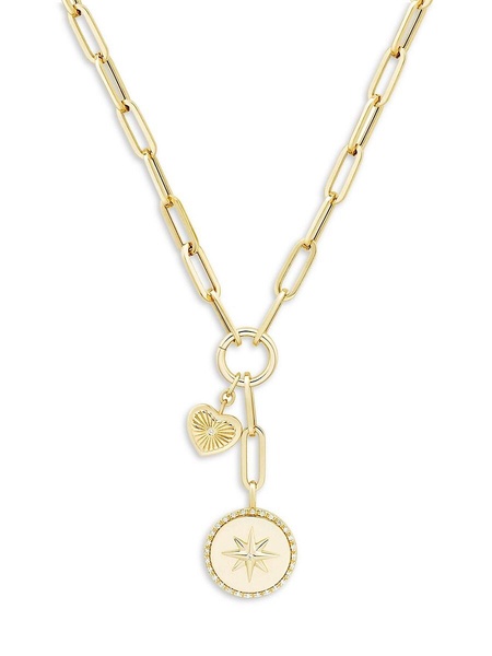 14K Yellow Gold & 0.1 TCW Diamond Lariat Necklace