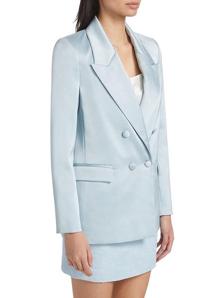 Hammered Satin Double-Breasted Blazer