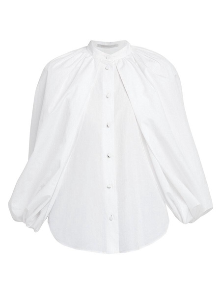 Balloon-Sleeve Cotton Button-Front Shirt