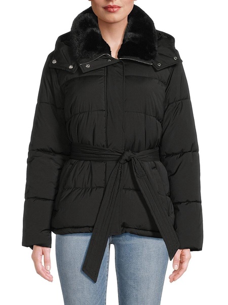 Faux Fur Collar Hooded Puffer Jacket