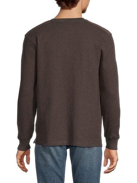 Rib-Knit Long-Sleeve Henley