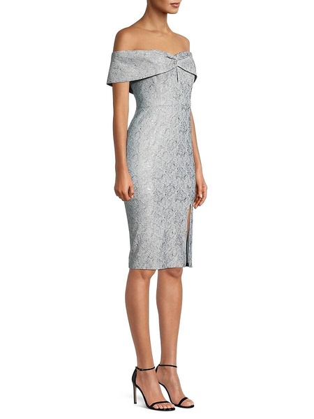 Jacquard Off Shoulder Sheath Dress