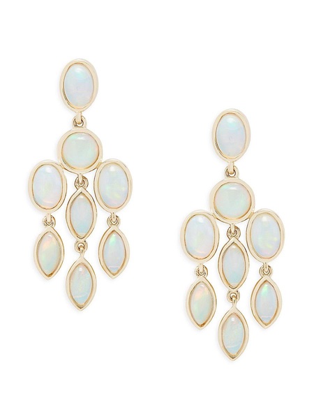 14K Yellow Gold & 4.10 TCW Ethiopian Opal Drop Earrings