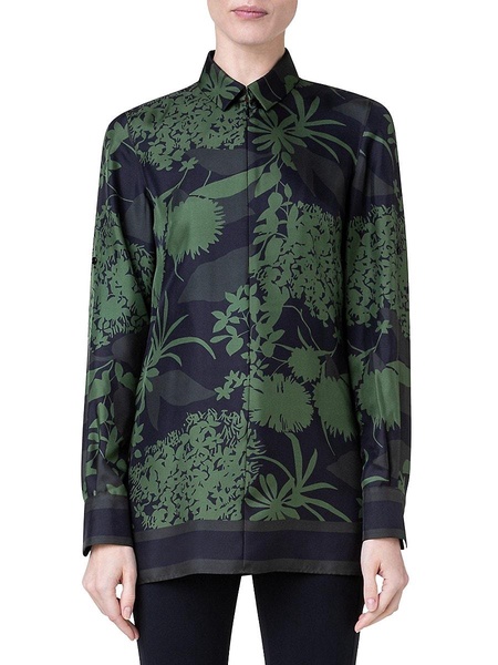 Abraham Flower Silk Twill Shirt