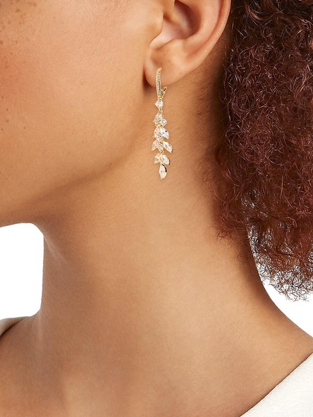 Full Bloom 18K Goldplated & Cubic Zirconia Drop Earrings