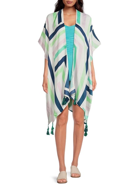 Summer Breeze Multi-Stripe Tassel Kimono