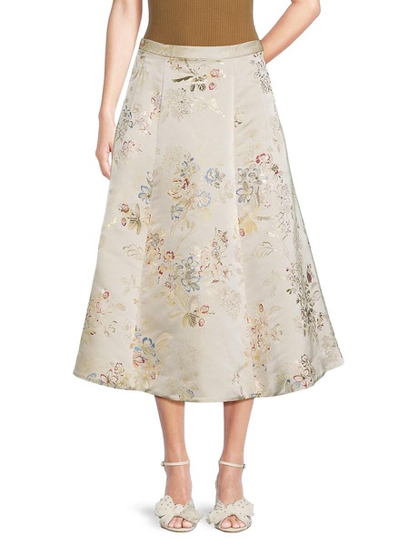 Eloise Floral Silk Blend Midi Skirt