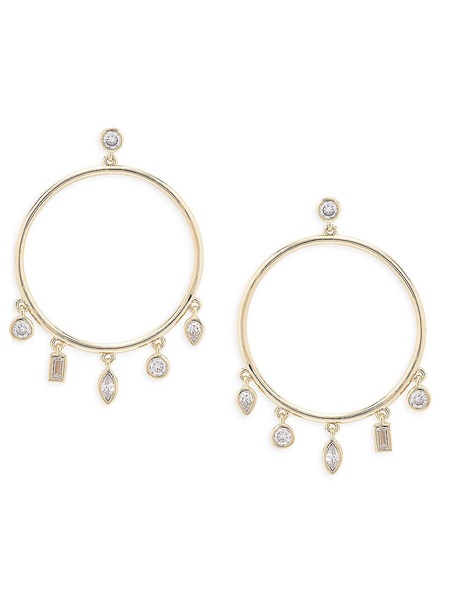 18K Goldplated & Cubic Zirconia Drop Earrings