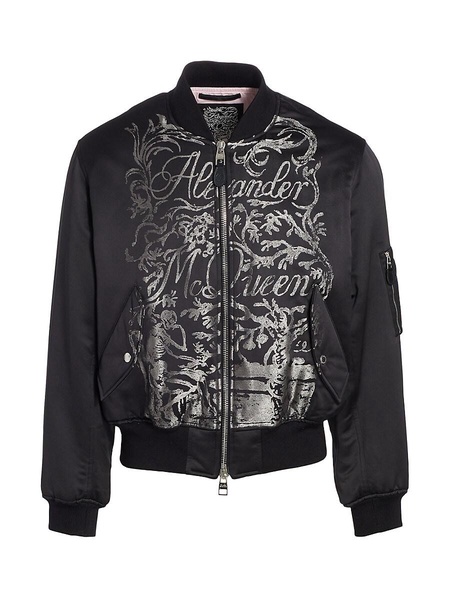 Textured Print Bomber Jacket