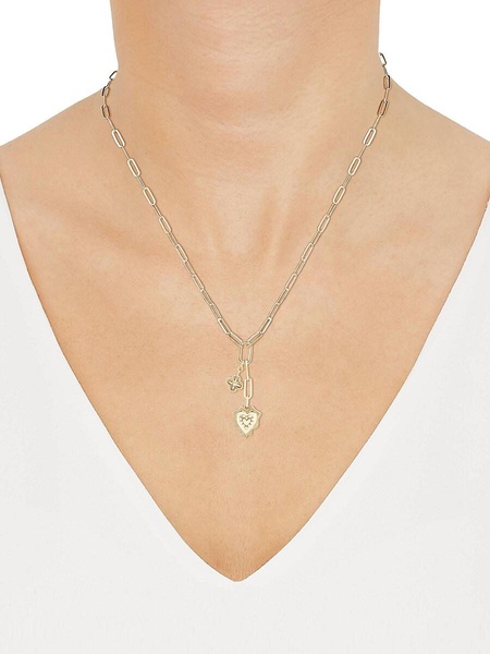 14K Yellow Gold & 0.1 TCW Diamond Clover & Heart Lariat Necklace