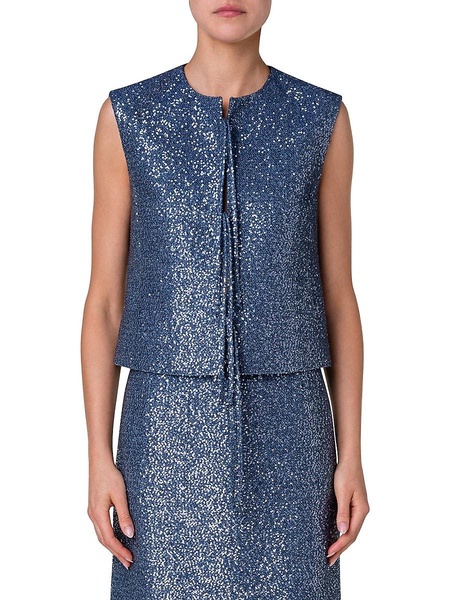Sequin Virgin Wool Blend Vest