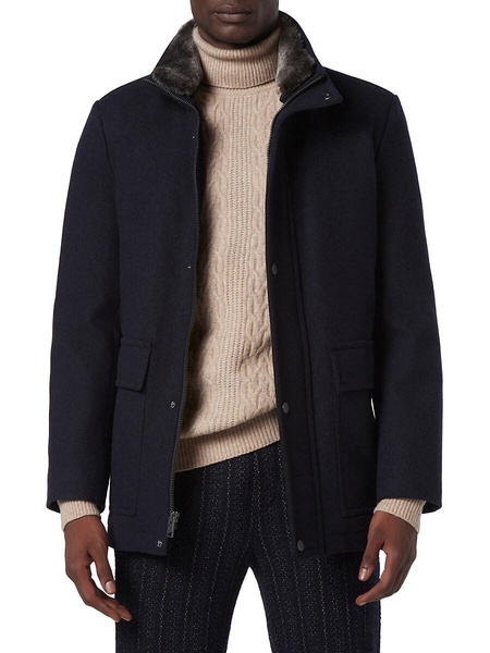Brooks Faux Fur Collar Car Coat