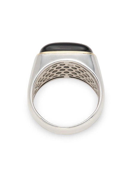 Sterling Silver, 18K Yellow Gold & Obesidian Ring