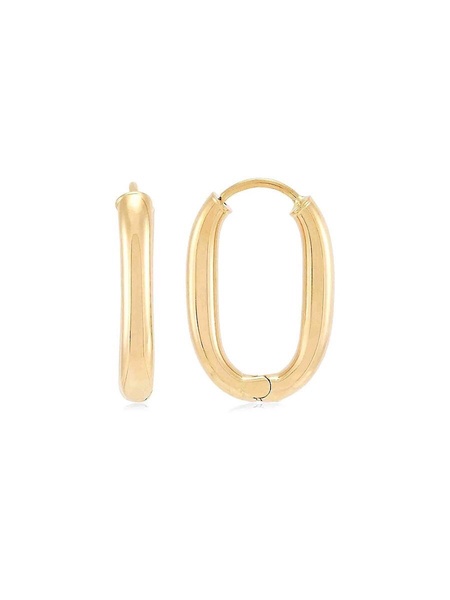 14K Yellow Gold Oval Hoop Earrings