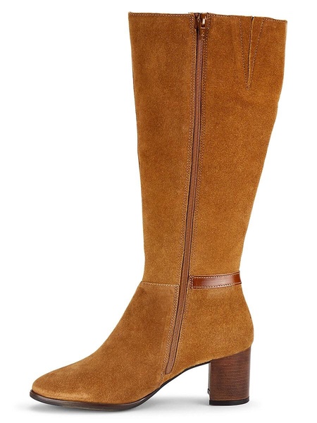 Karla 58MM Stacked Heel Suede Knee Boots
