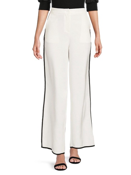 Fiona Frame-Trim Wide Leg Pants
