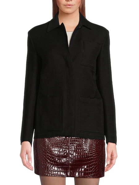 Textured Cotton Leather-Trim Jacket