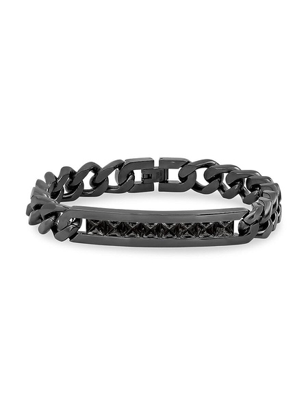 Black IP, 18K Goldplated Stainless Steel & Simulated 8.88 TCW Diamonds Cuban Link Chain Bracelet