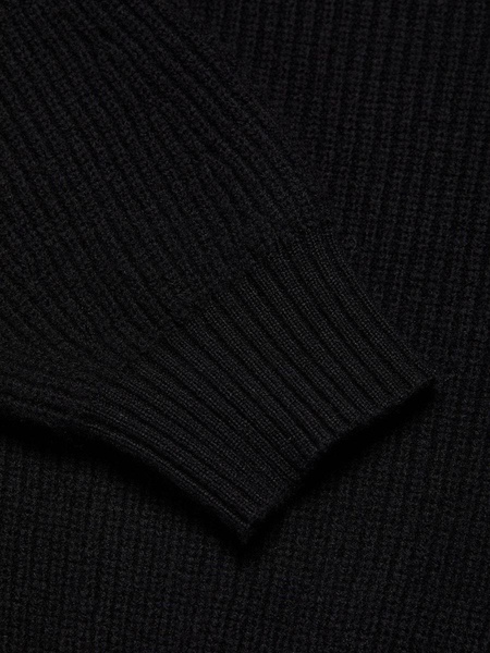 Wool Rib-Knit Turtleneck Crop Sweater