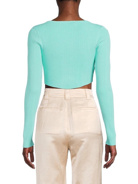 Hallie II Rib-Knit Cropped Cardigan