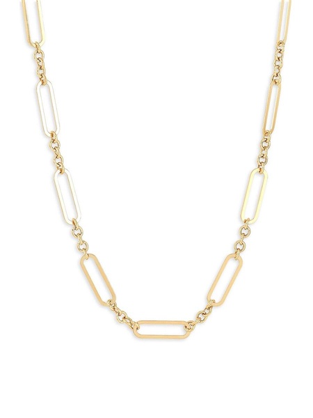 14K Yellow Gold Paperclip Station Chain Necklace