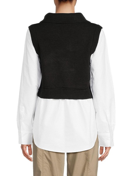 2-Piece Shirt & Cropped Vest Set