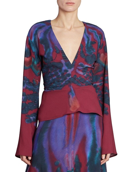 Karavi Plunging Print Blouse