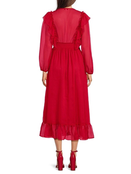 Mina Long Sleeve Ruffled Midi Dress