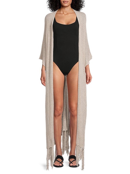 Summer Breeze Longline Knit Fringe Kimono