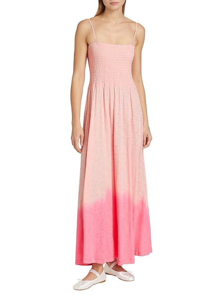 Ombré Slub Jersey Smocked Maxi Dress