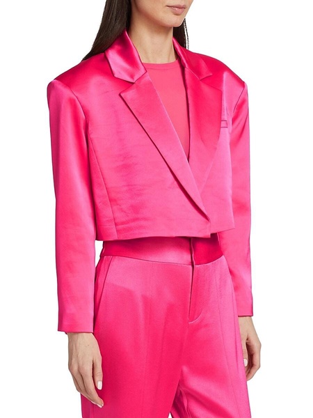 Shan Cropped Satin Blazer