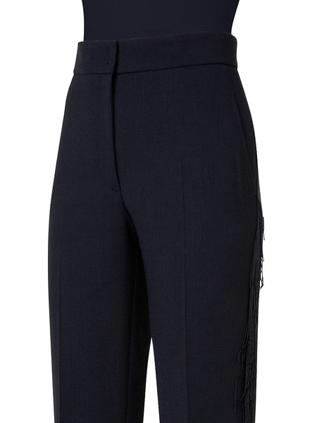 Straight-Leg Fringe-Embellished Pants