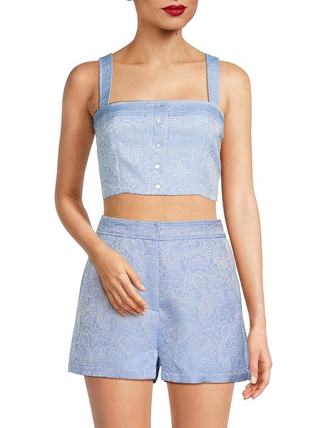 Spade Jacquard Sleeveless Crop Top