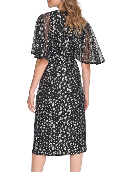 Sequin Flare Sleeve Midi Dress