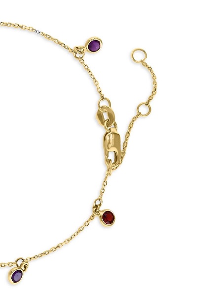 14K Yellow Gold & Multi Stone Station Bracelet