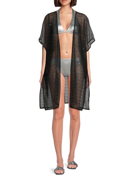 Summer Breeze Embellished Sheer Cover-Up Kimono