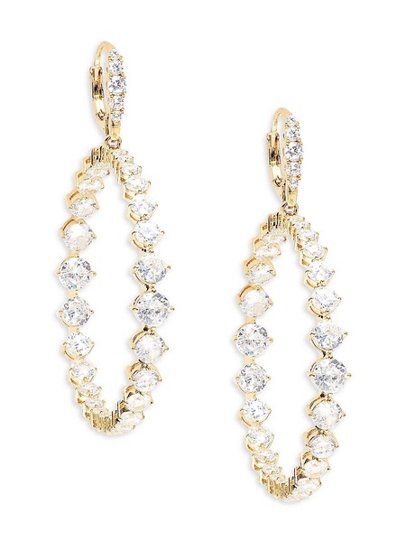 18K Goldplated & Cubic Zirconia Large Single Row Hoop Earrings