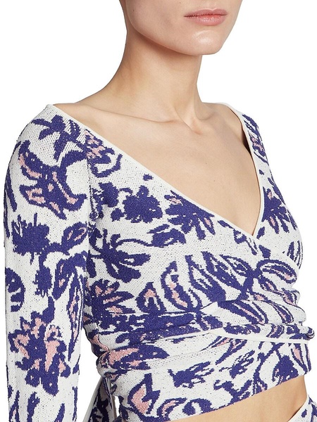 Kalo Floral Knit Cropped Sweater