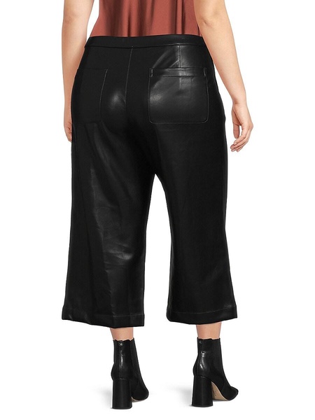 Faux Leather Wide Leg Capris