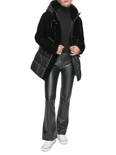 ​Varna Velvet Hooded Puffer Jacket