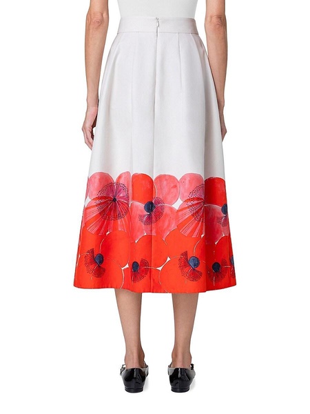Poppy Cotton-Silk Midi-Skirt