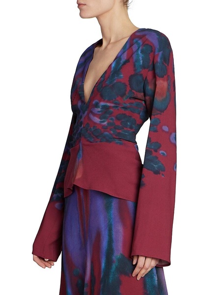 Karavi Plunging Print Blouse