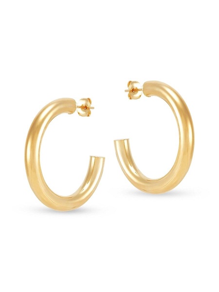 14K Yellow Gold Tube Hoop Earrings